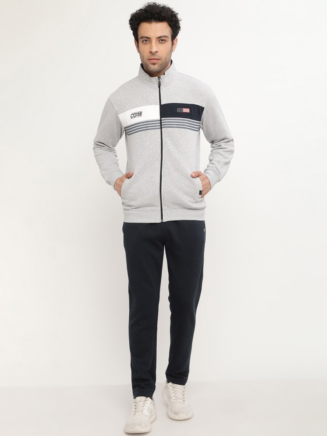 

Octave Men Grey & Black Solid Fleece Tracksuits