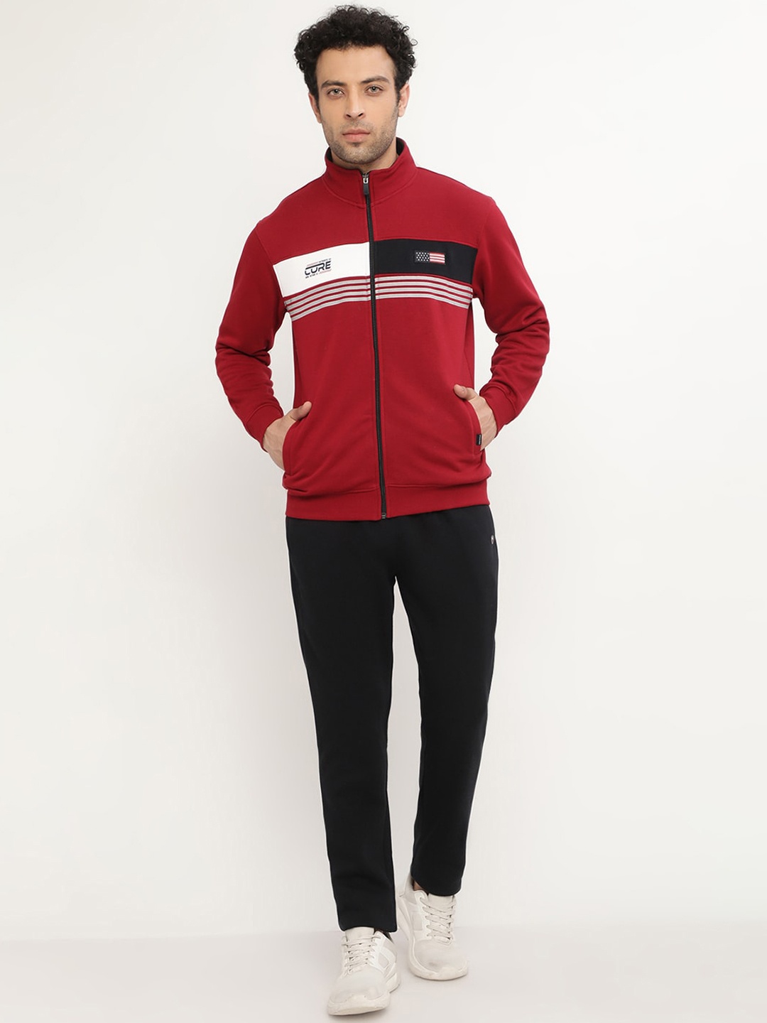 

Octave Men Red & Black Striped Tracksuits