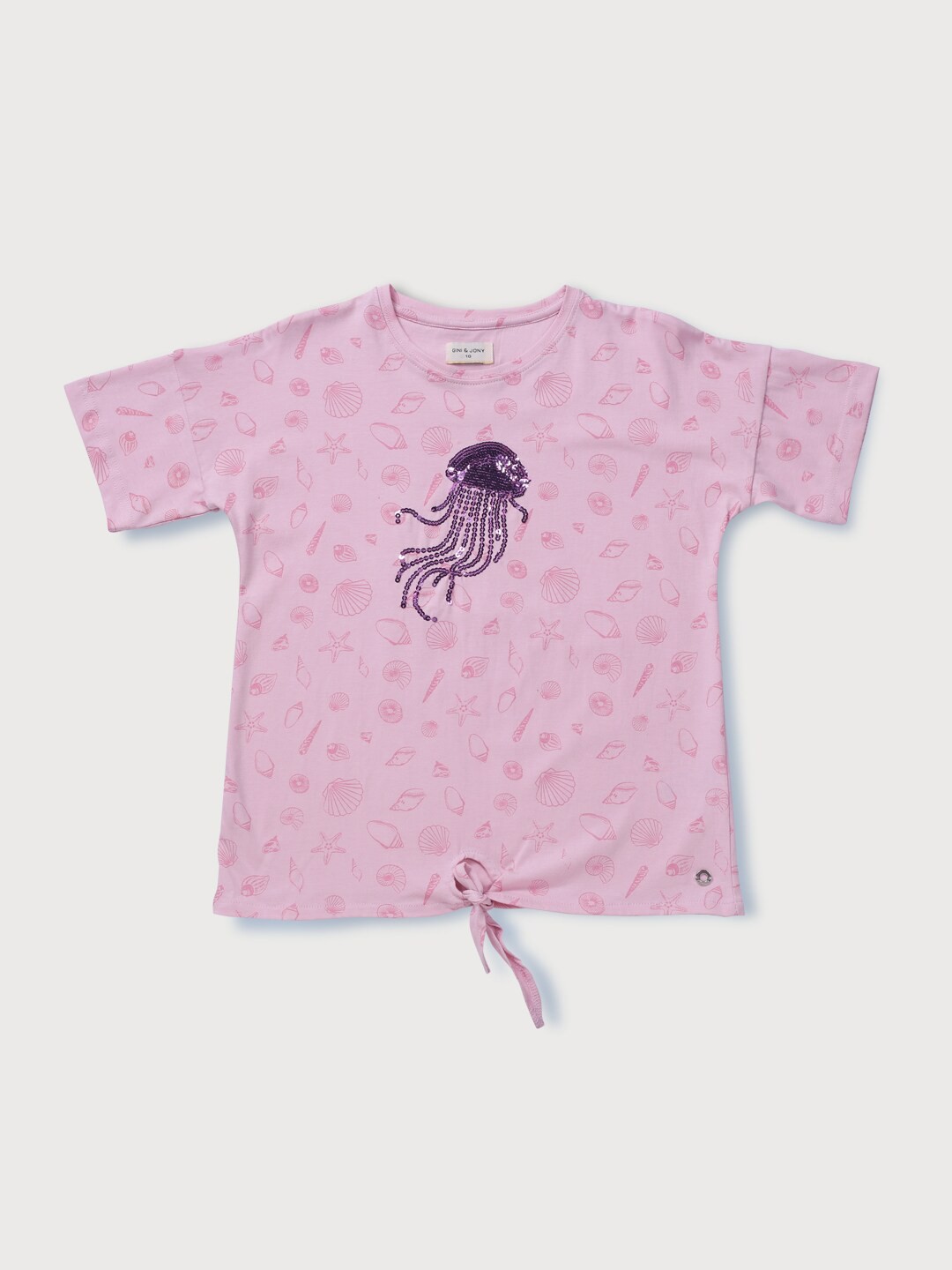 

Gini and Jony Girls Pink Print Extended Sleeves Top