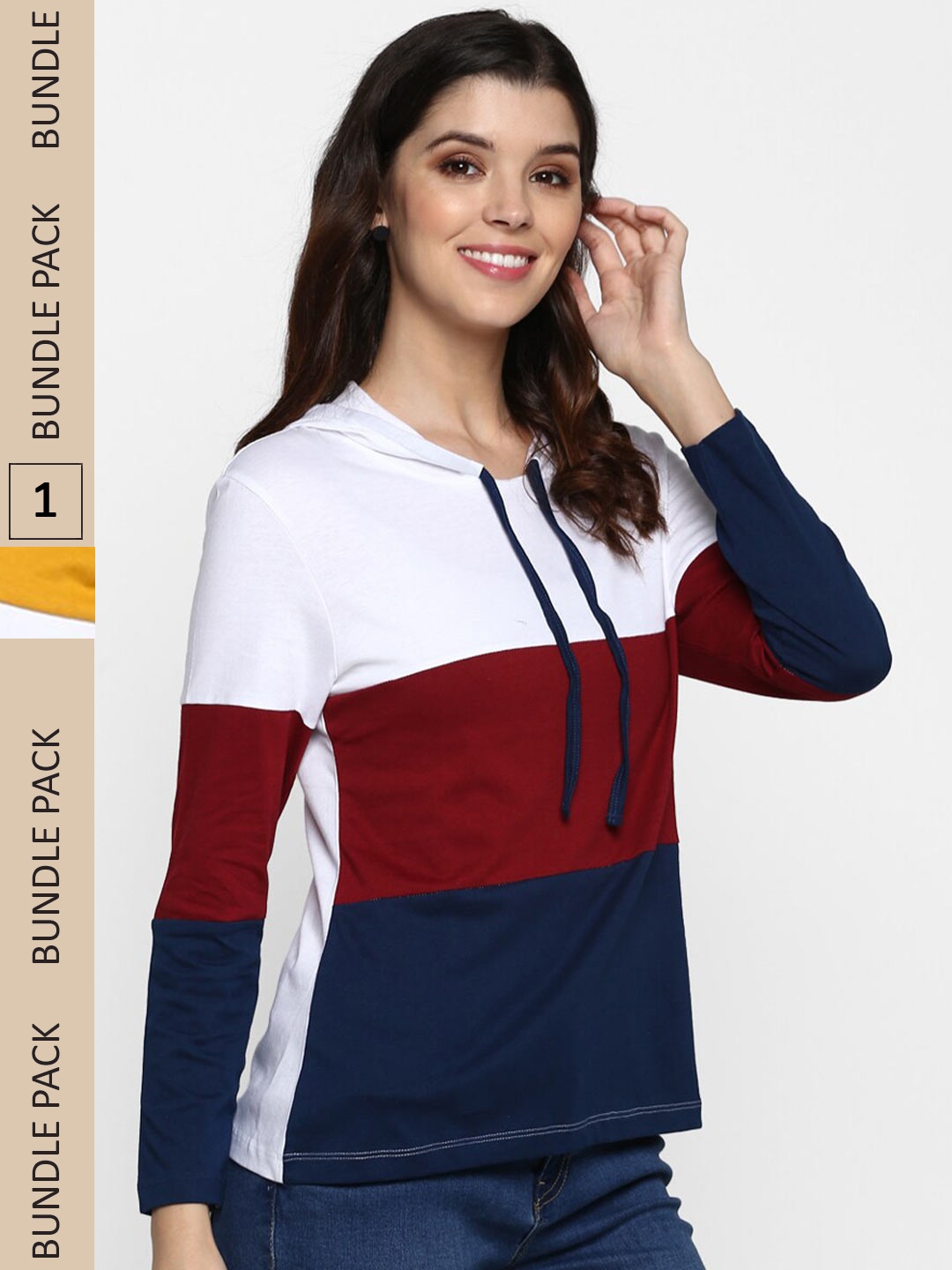 

SHARKTRIBE Women Pack Of 2 White & Maroon Colourblocked Tops