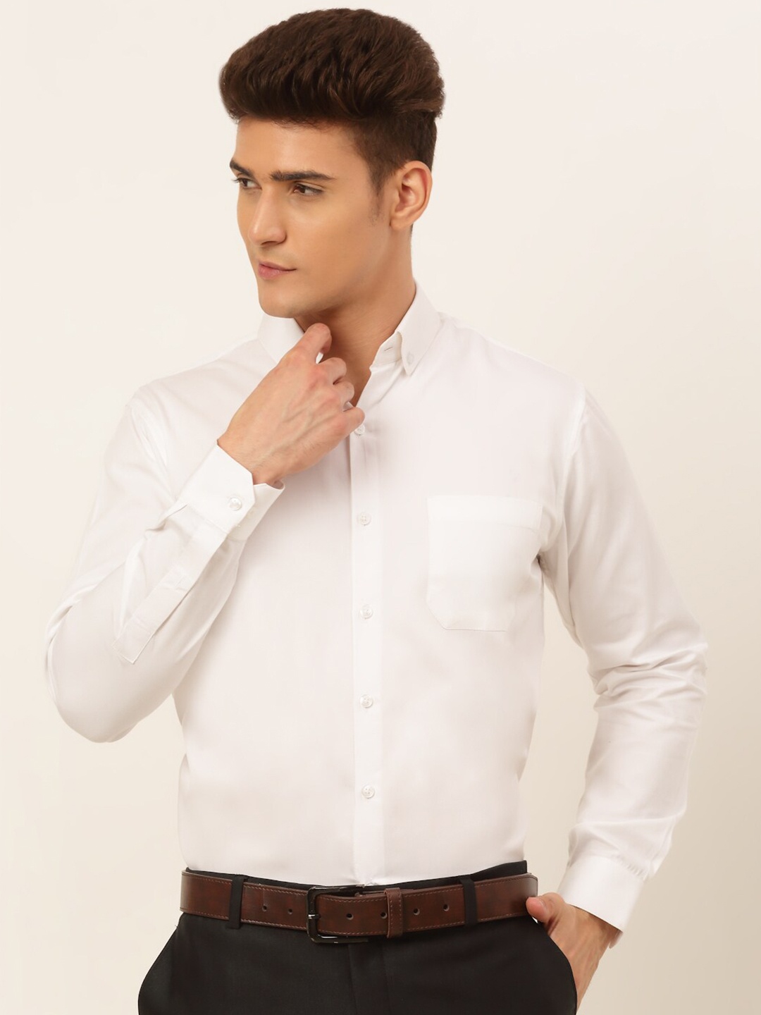 

JAINISH Men White Classic Cotton Formal Shirt