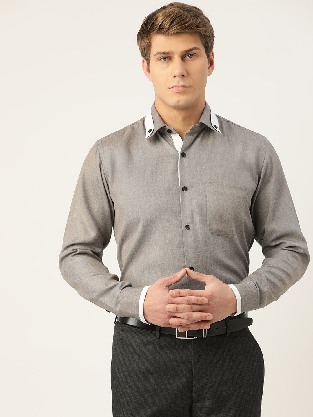 

JAINISH Men Grey Classic Cotton Formal Shirt