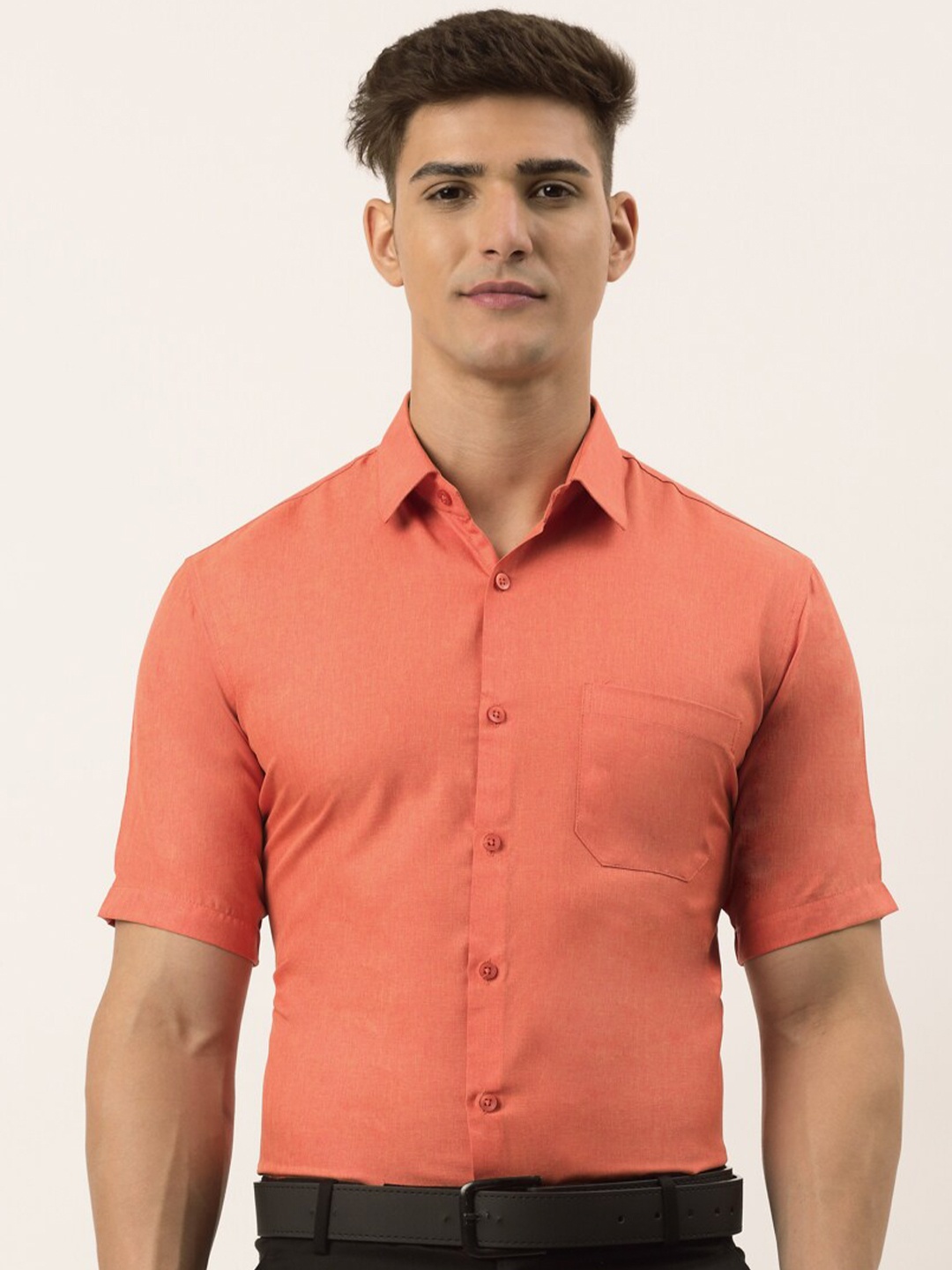 

JAINISH Men Peach-Coloured Classic Formal Cotton Shirt