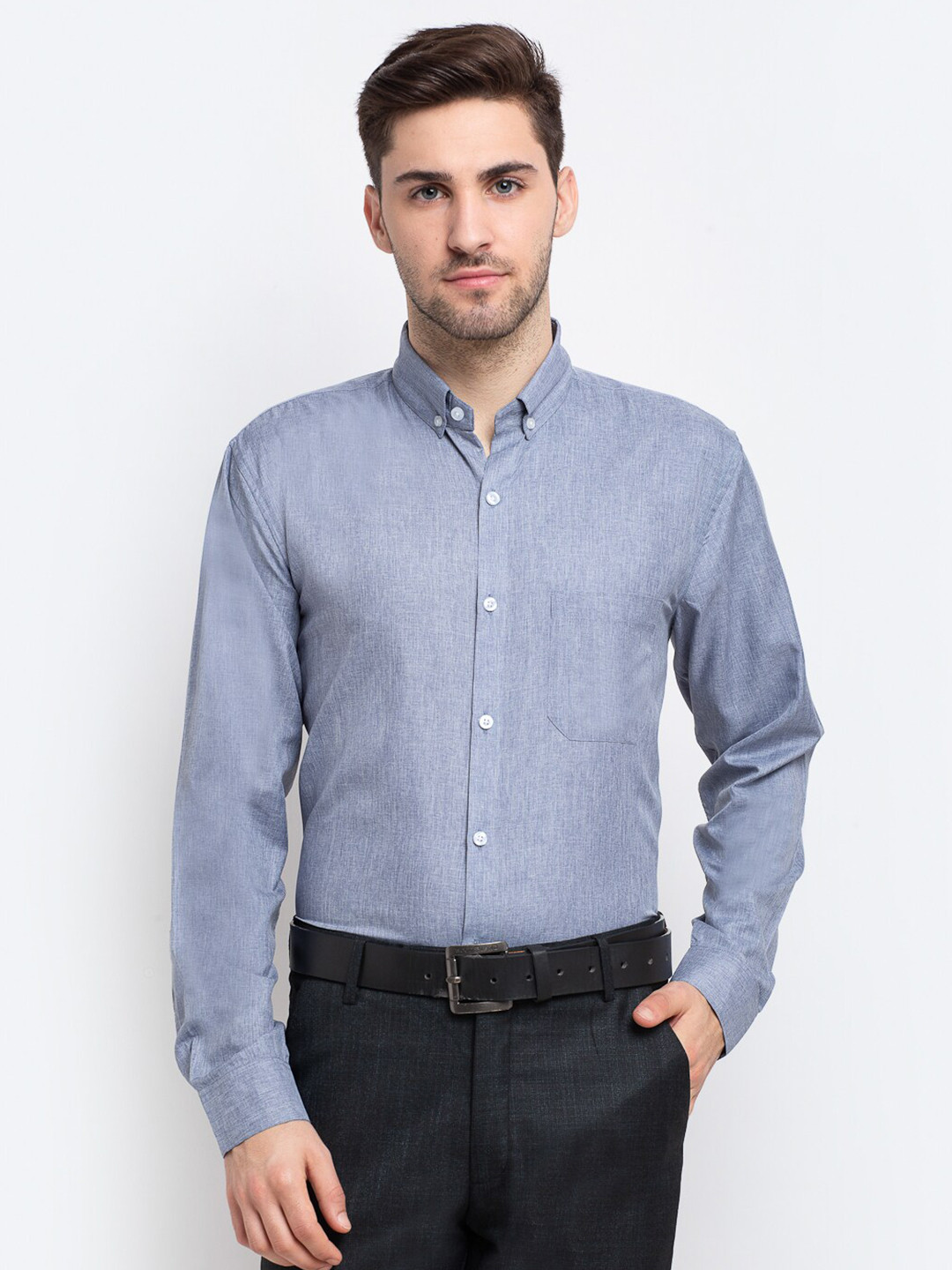 

JAINISH Men Grey Classic Pure Cotton Formal Shirt