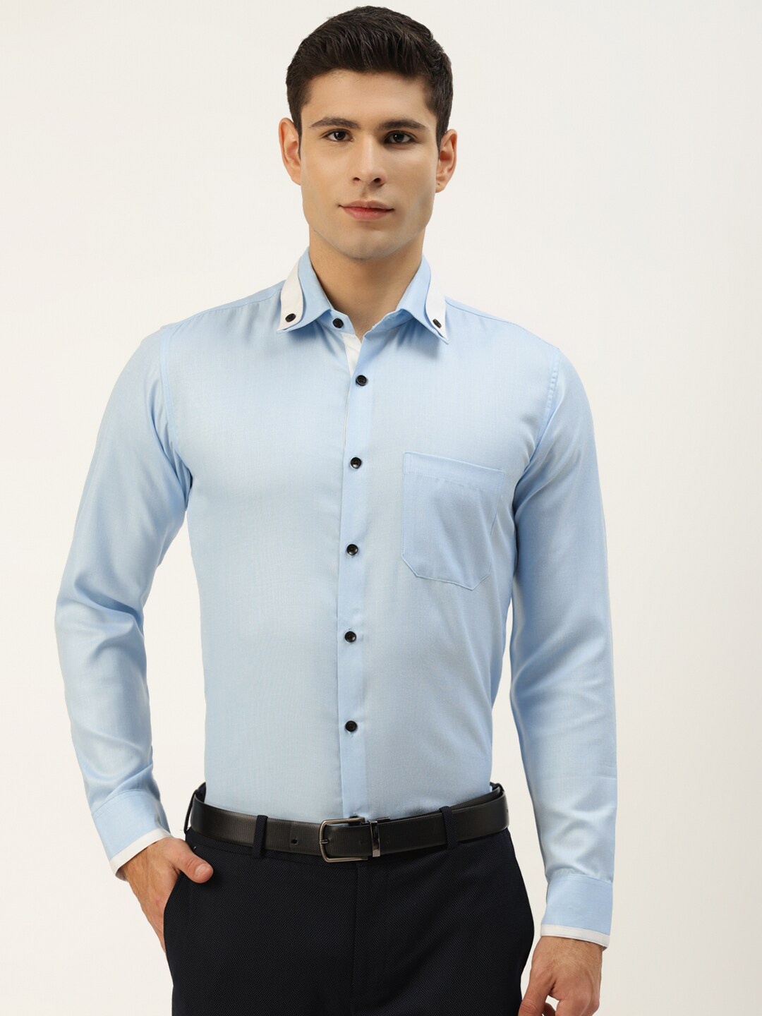 

JAINISH Button-Down Collar Classic Fit Formal Shirt, Blue