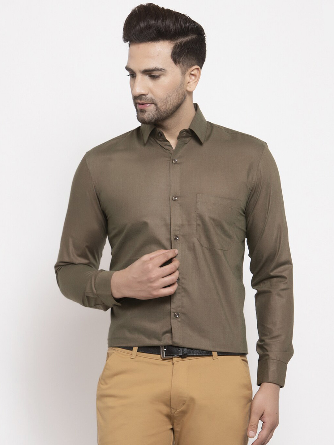 

JAINISH Men Brown Classic Formal Shirt
