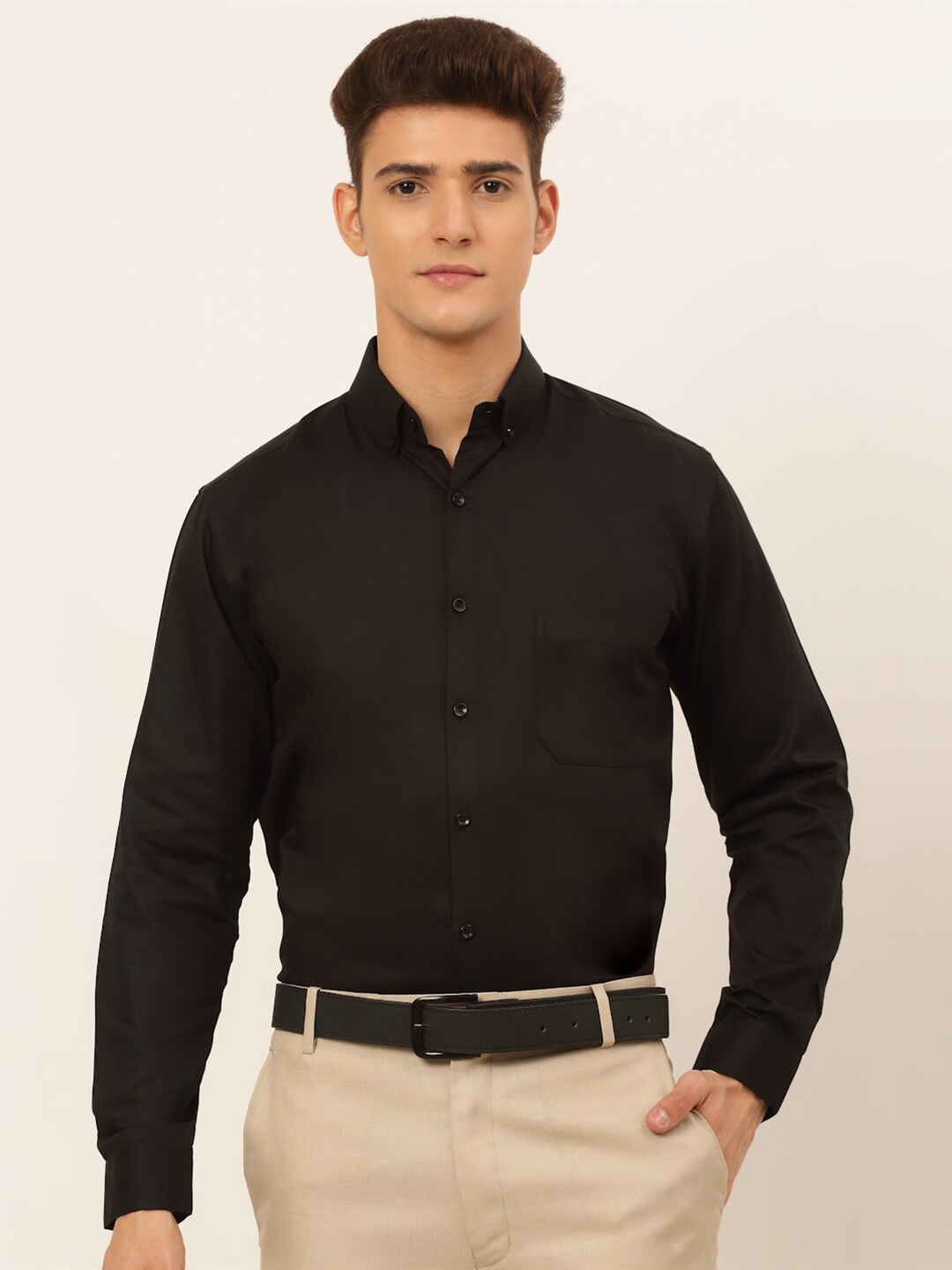 

JAINISH Men Black Classic Pure Cotton Formal Shirt