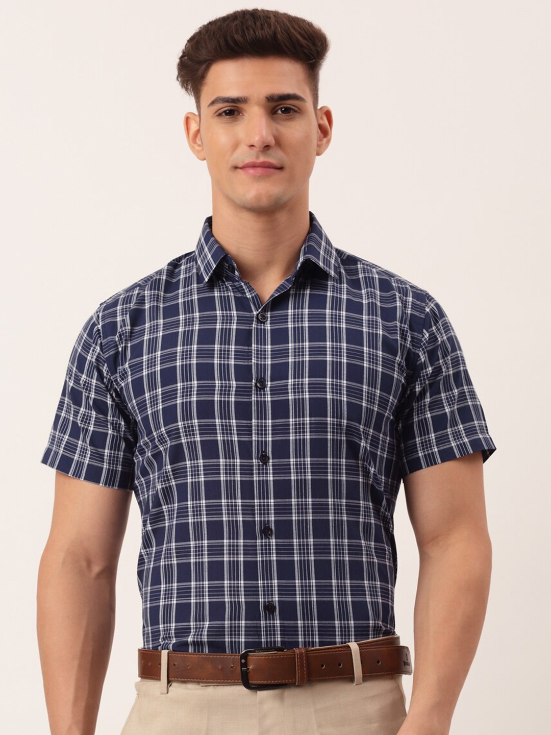 

JAINISH Men Classic Checked Formal Shirt, Blue