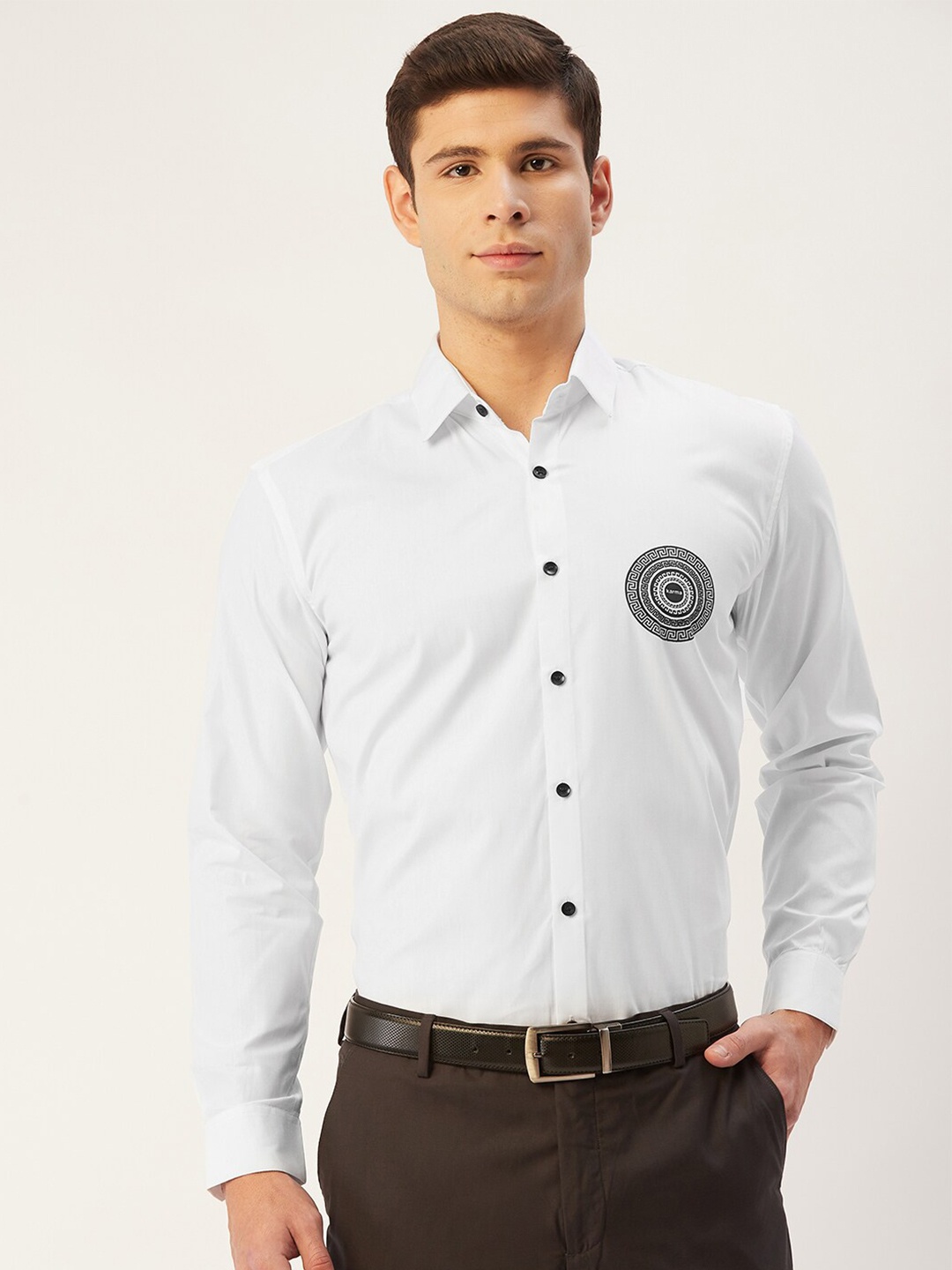

JAINISH Men White Classic Pure Cotton Formal Shirt