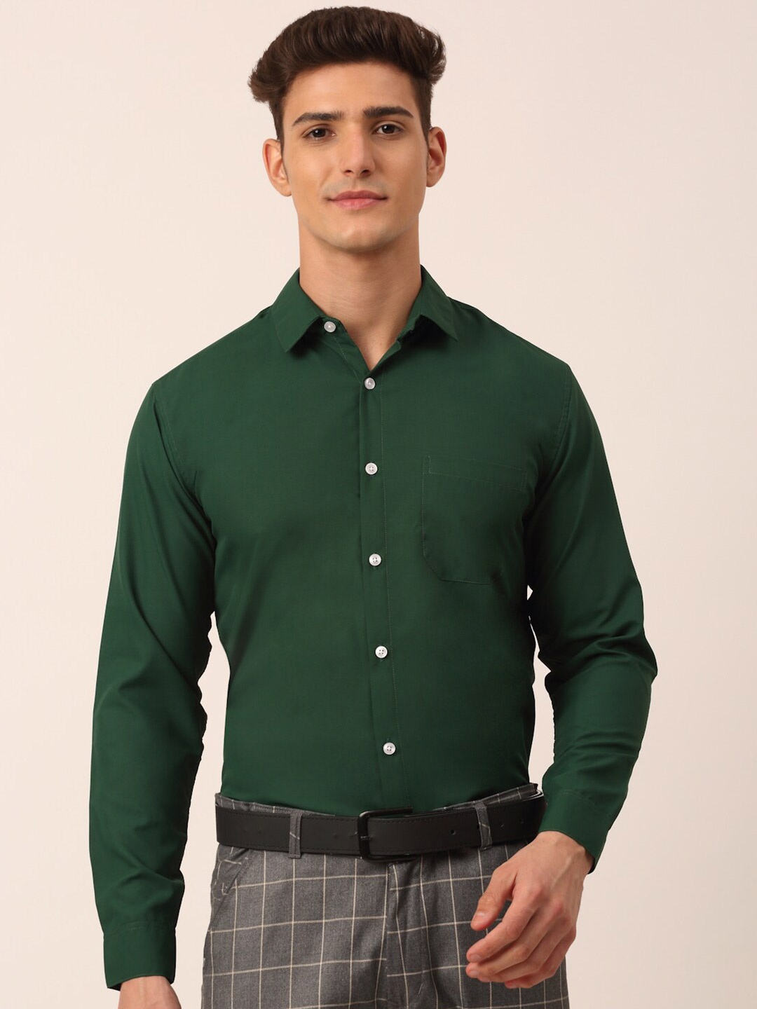 

JAINISH Men Green Classic Cotton Formal Shirt