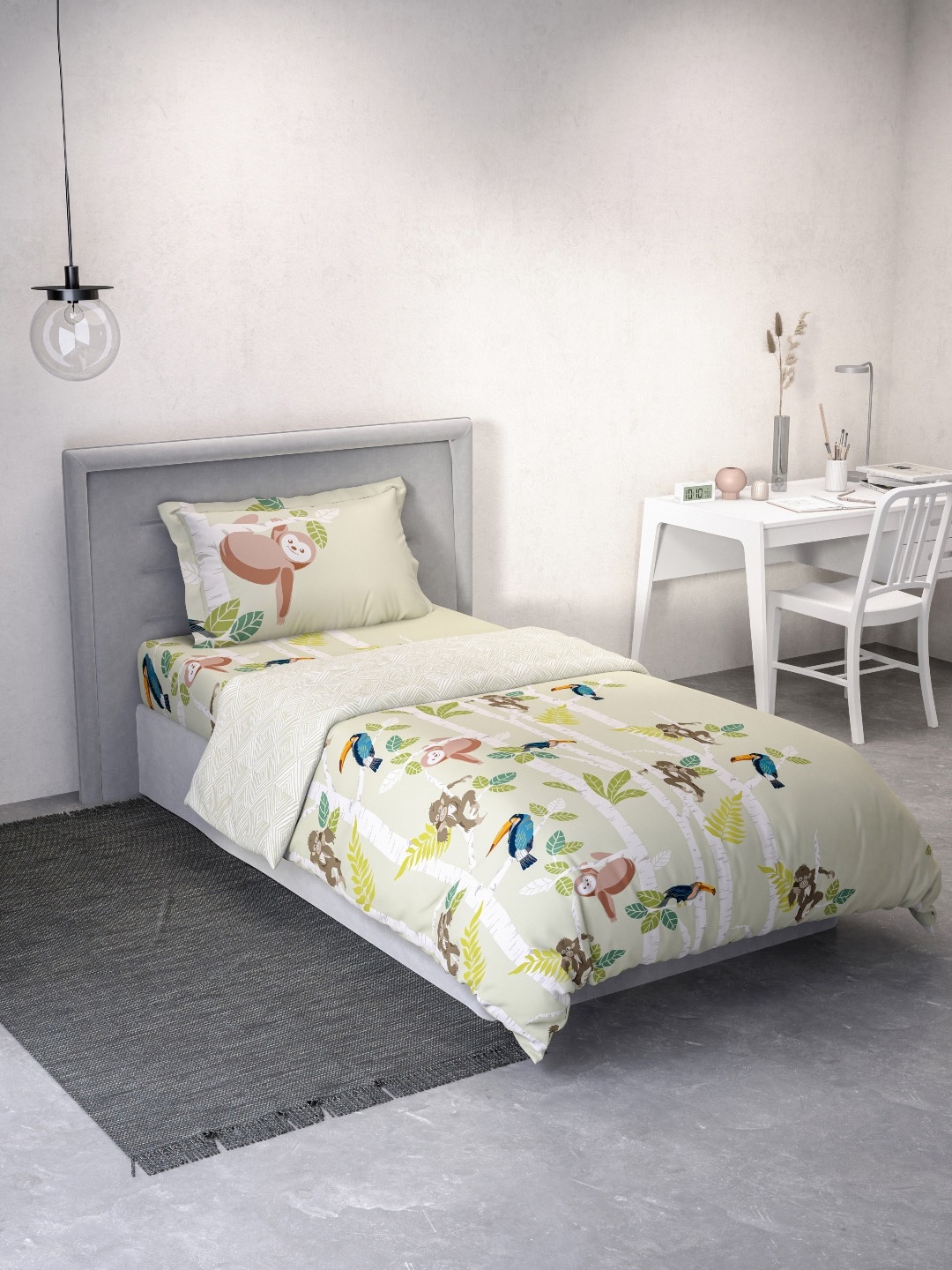 DDecor Green Printed Pure Cotton Bedding Set
