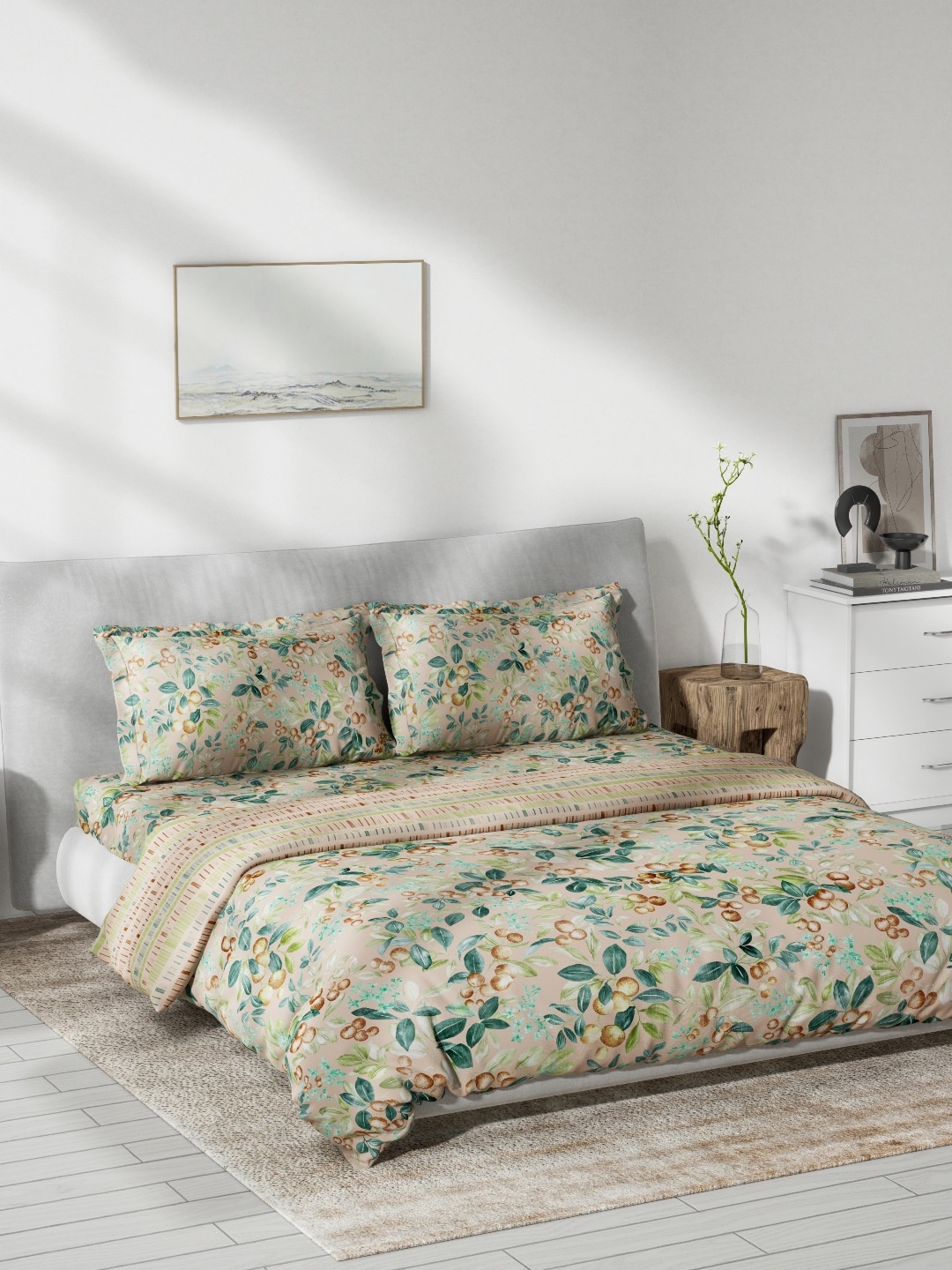 

DDecor Green Printed Pure Cotton Bedding Set