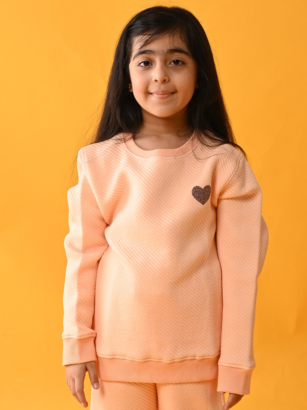 

Anthrilo Girls Peach-Coloured Solid Sweatshirt