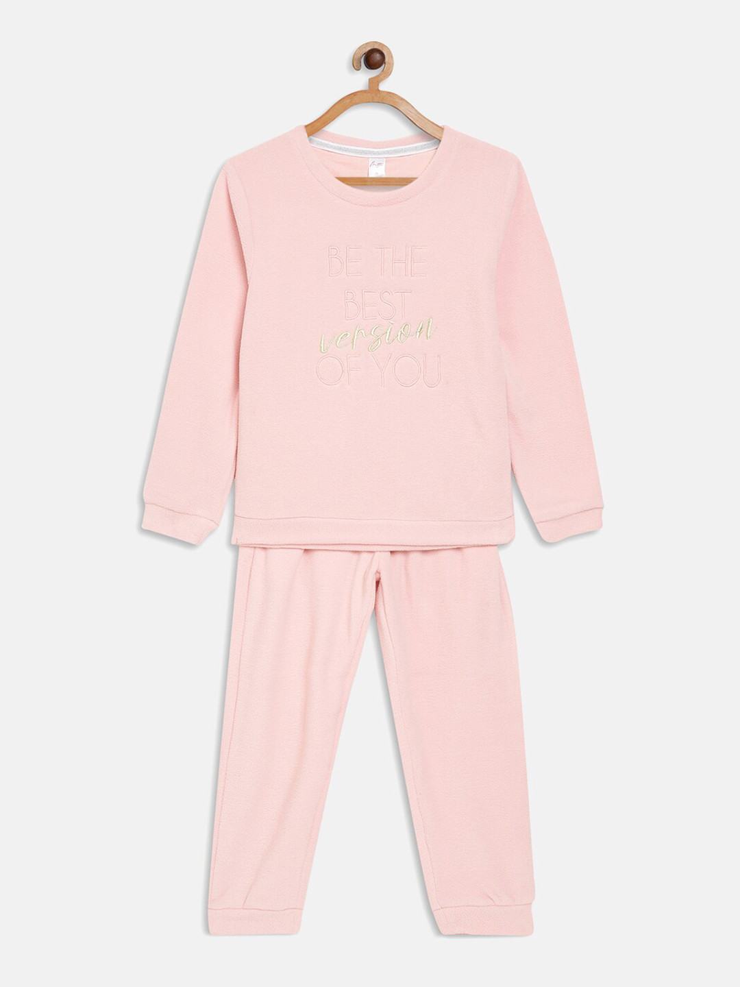

METTLE Girls Pink Self-Design Tracksuit