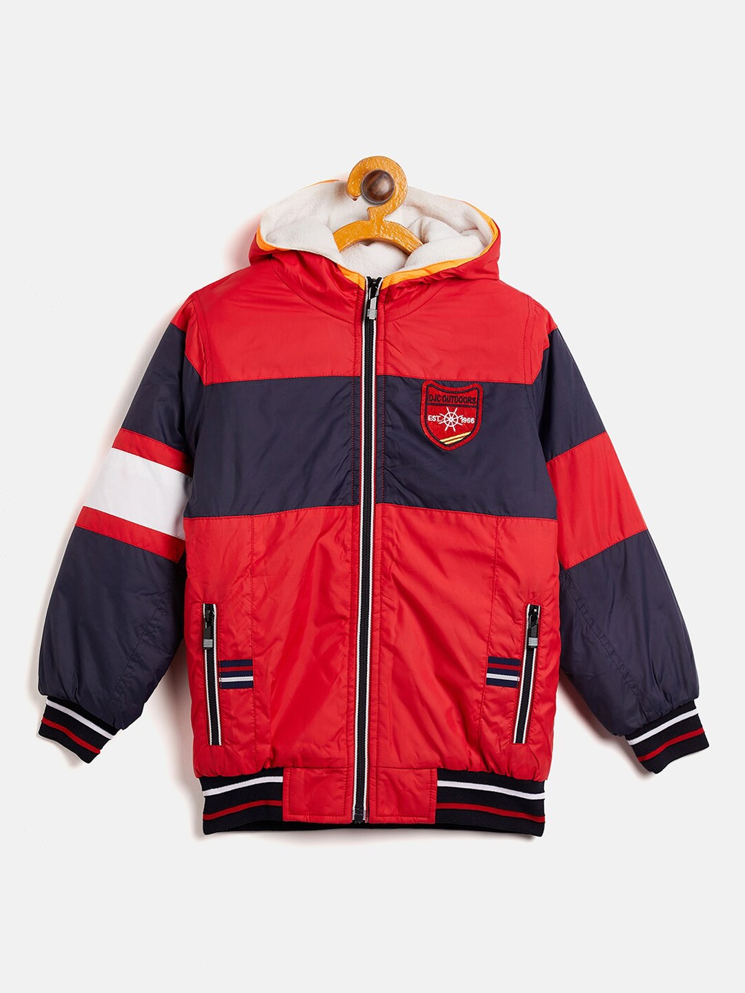 

Duke Boys Red Blue Colourblocked Bomber Hooded Jacket