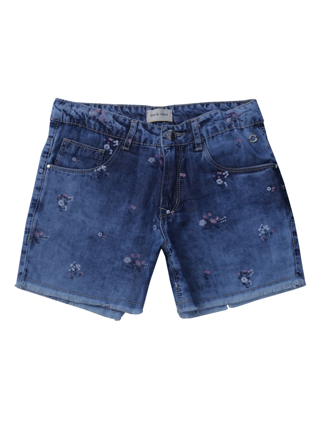 

Gini and Jony Girls Blue Washed Printed Denim Denim Short