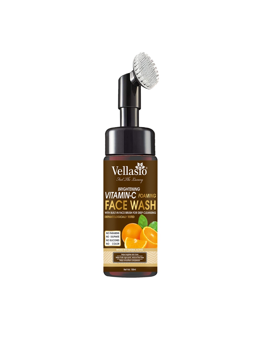 

Vellasio Brightening Vitamin C Foaming With Built-In Face Brush For Deep Cleansing 150ML, Black