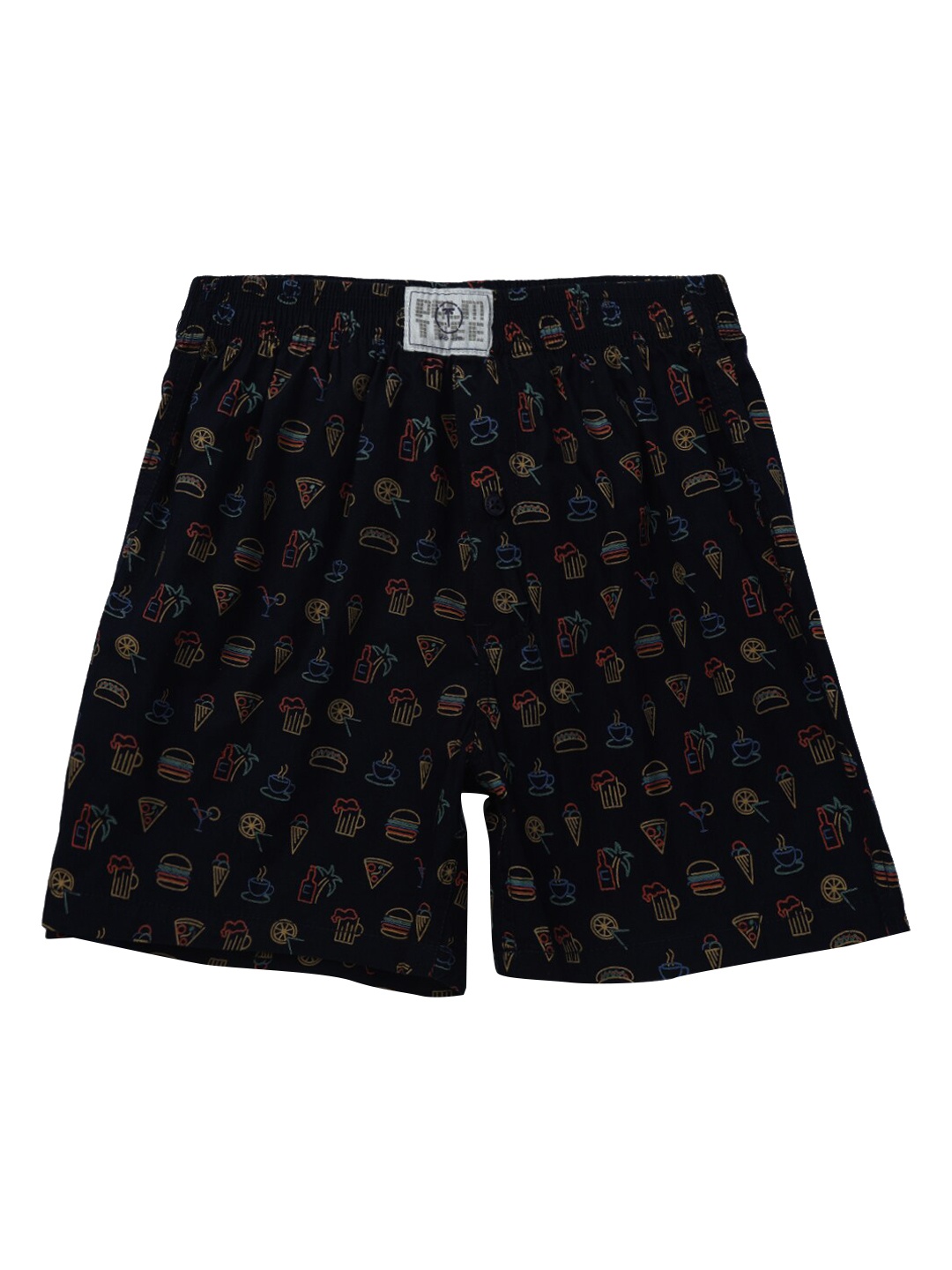 

Palm Tree Boys Navy Blue Conversational Printed Cotton Shorts