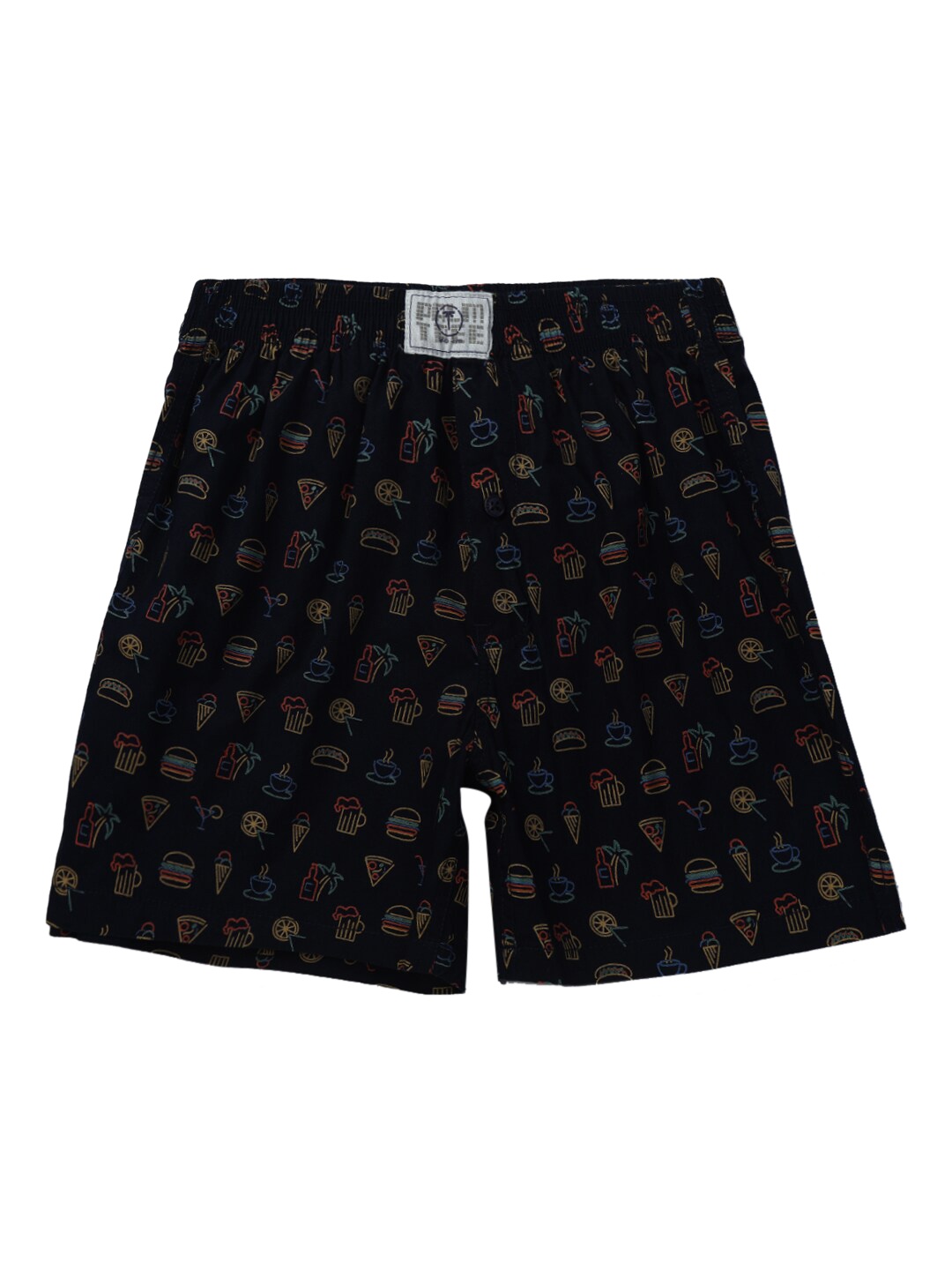 

Palm Tree Boys Navy Blue Conversational Printed Cotton Shorts