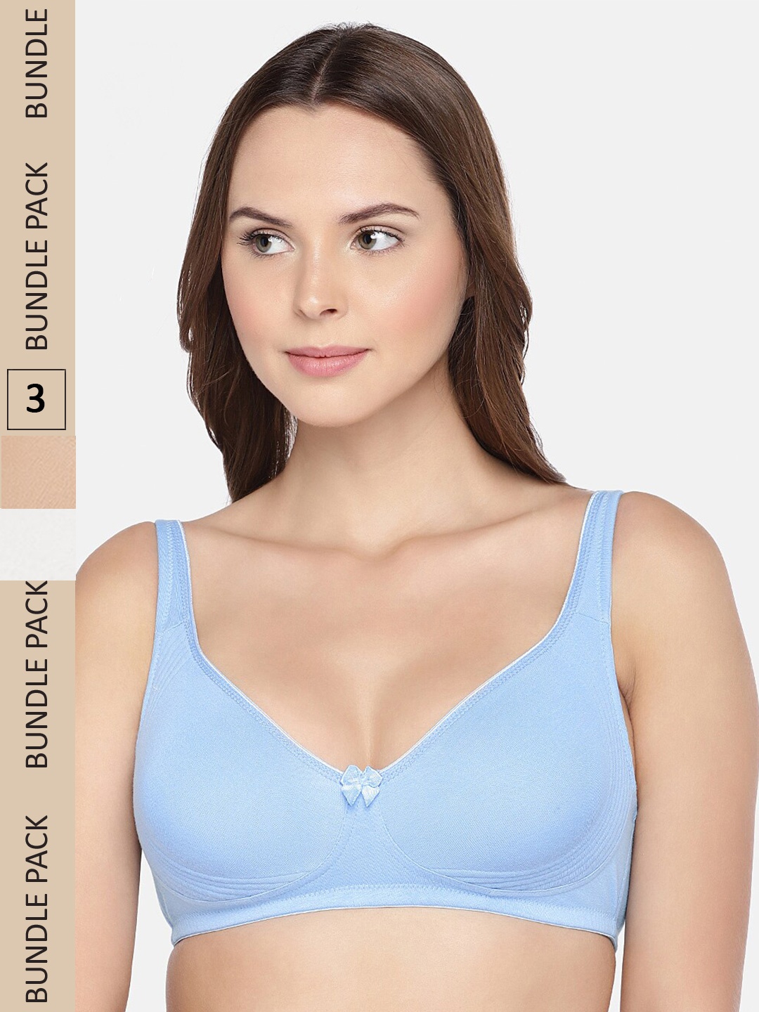 

Inner Sense Beige & Blue Pack of 3 Organic Cotton Bra