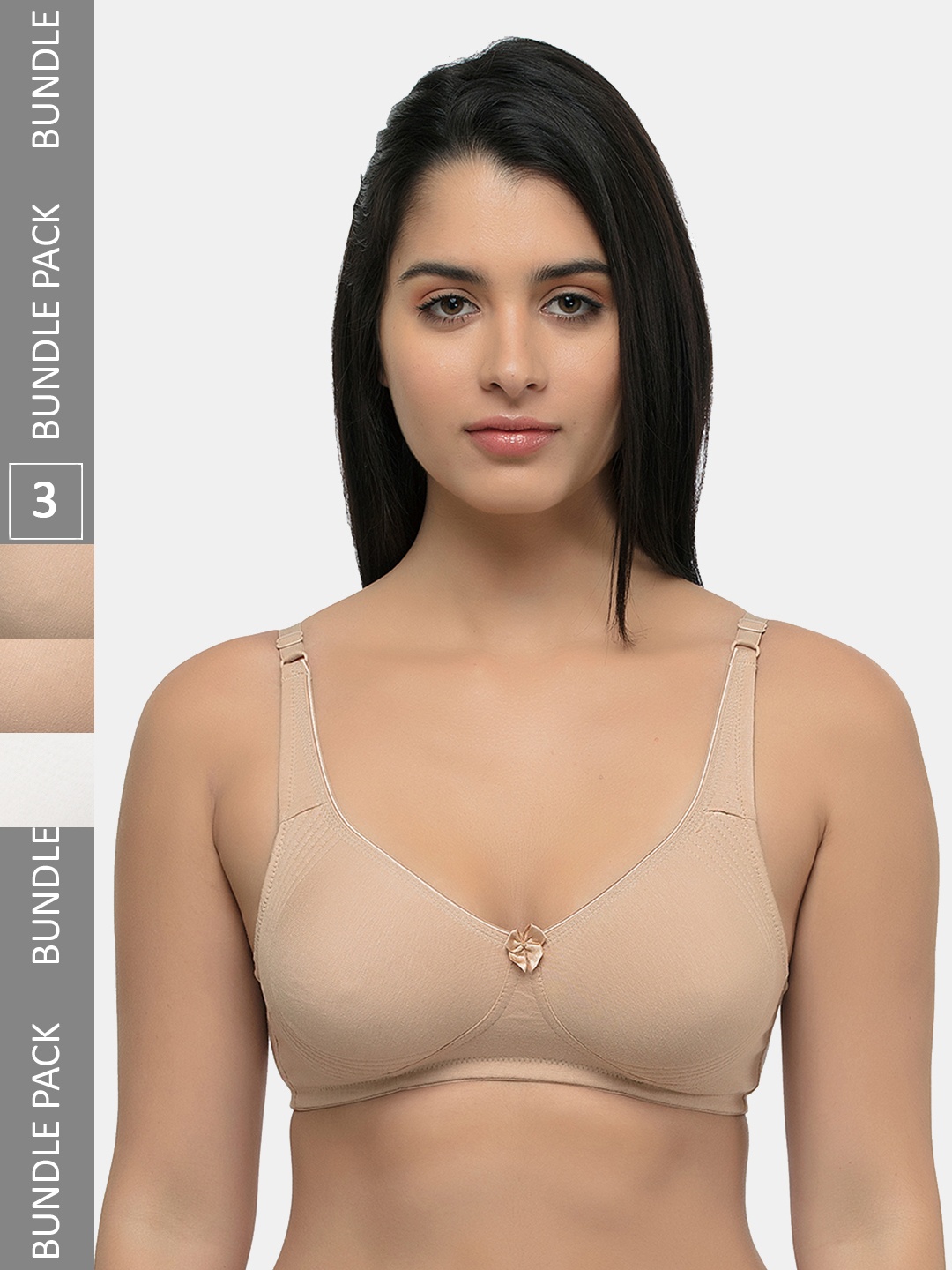 

Inner Sense Pack of 3 Organic Cotton Bra, Beige