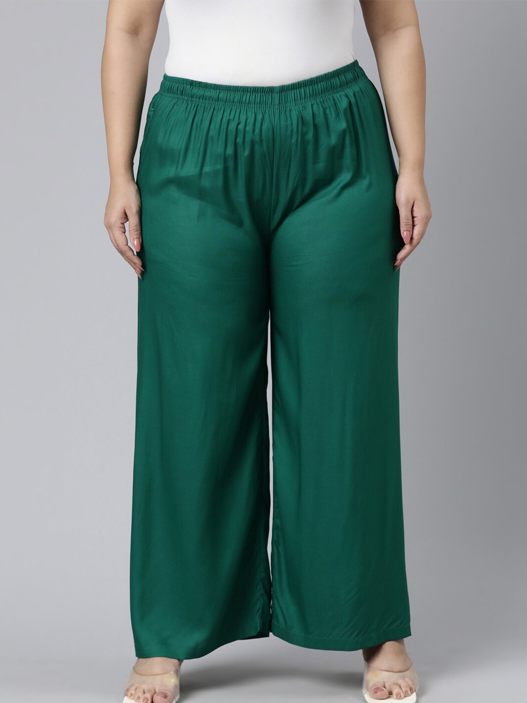 

Go Colors Women Green Plus Size Ethnic Palazzos