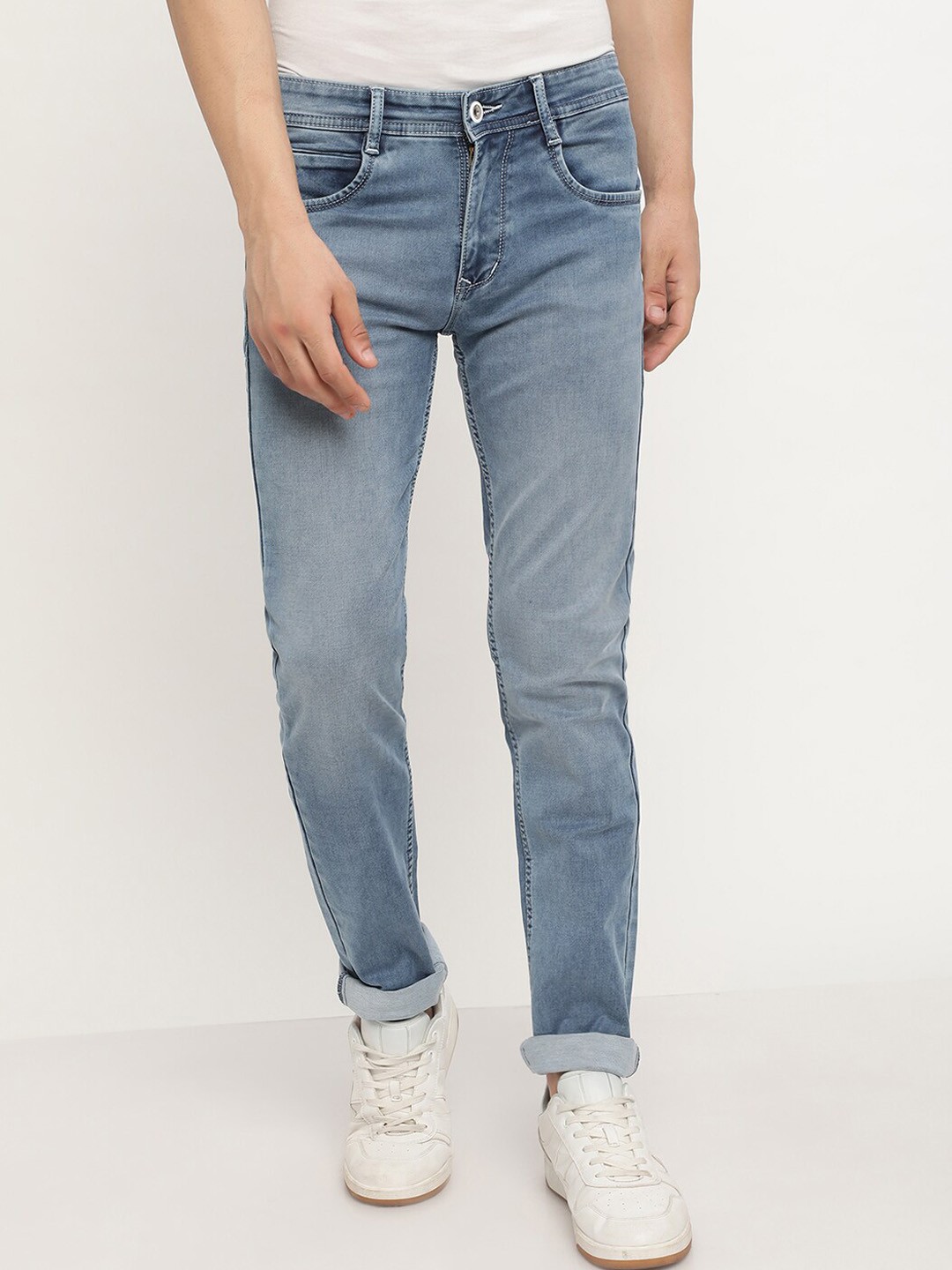 

Octave Men Regular Fit Low Distress Stretchable Cotton Jeans, Blue