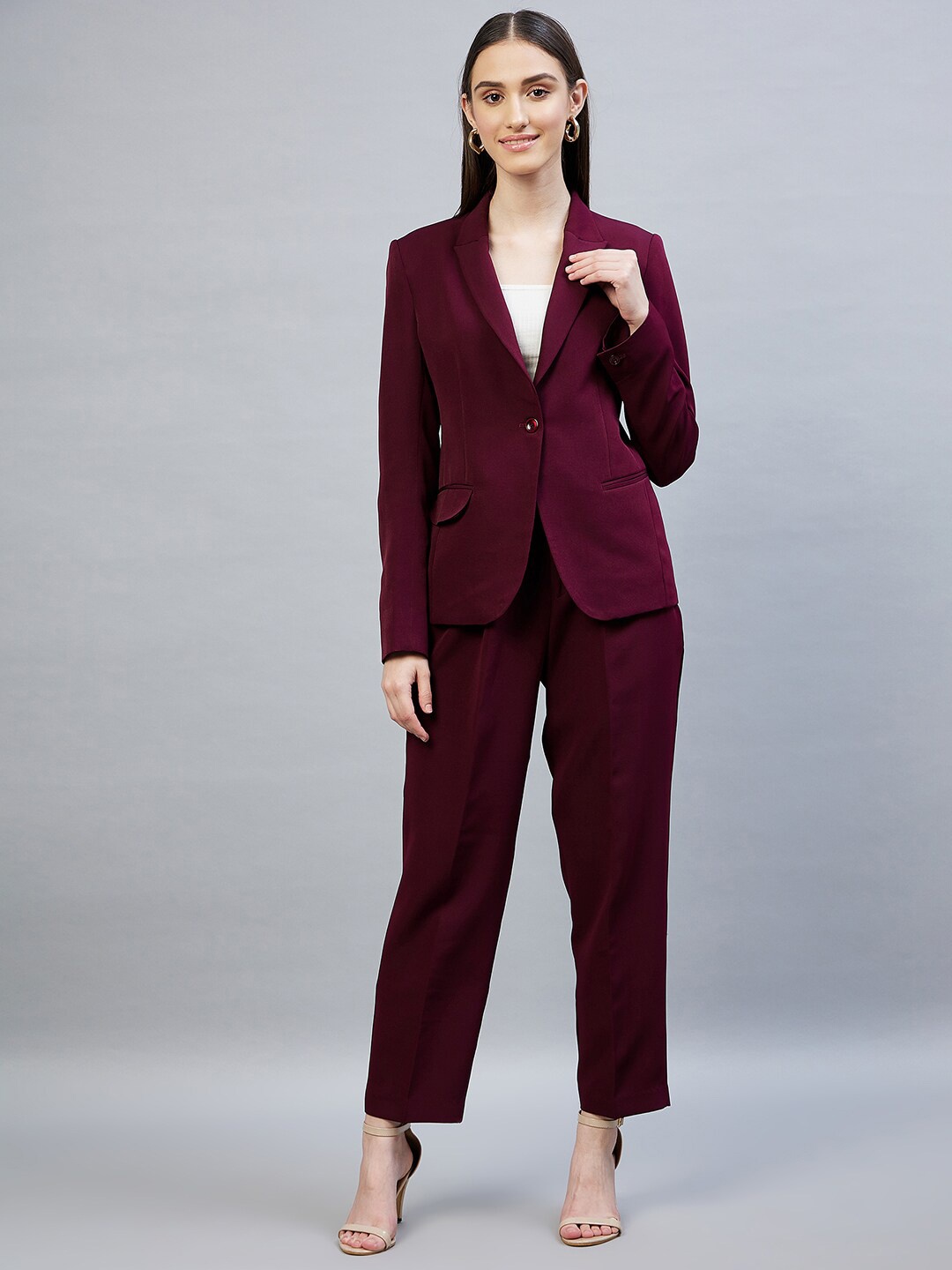 

DELAN Women Maroon Blazer With Trouser