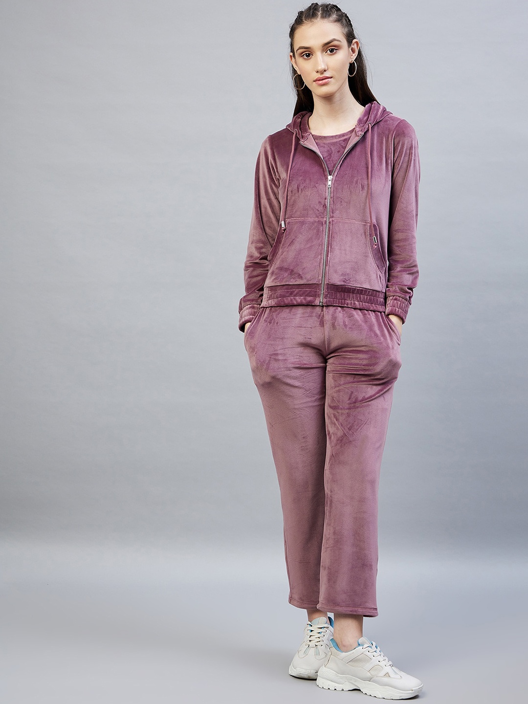

DELAN Women Lavender Solid Pure Cotton Co-Ords Set