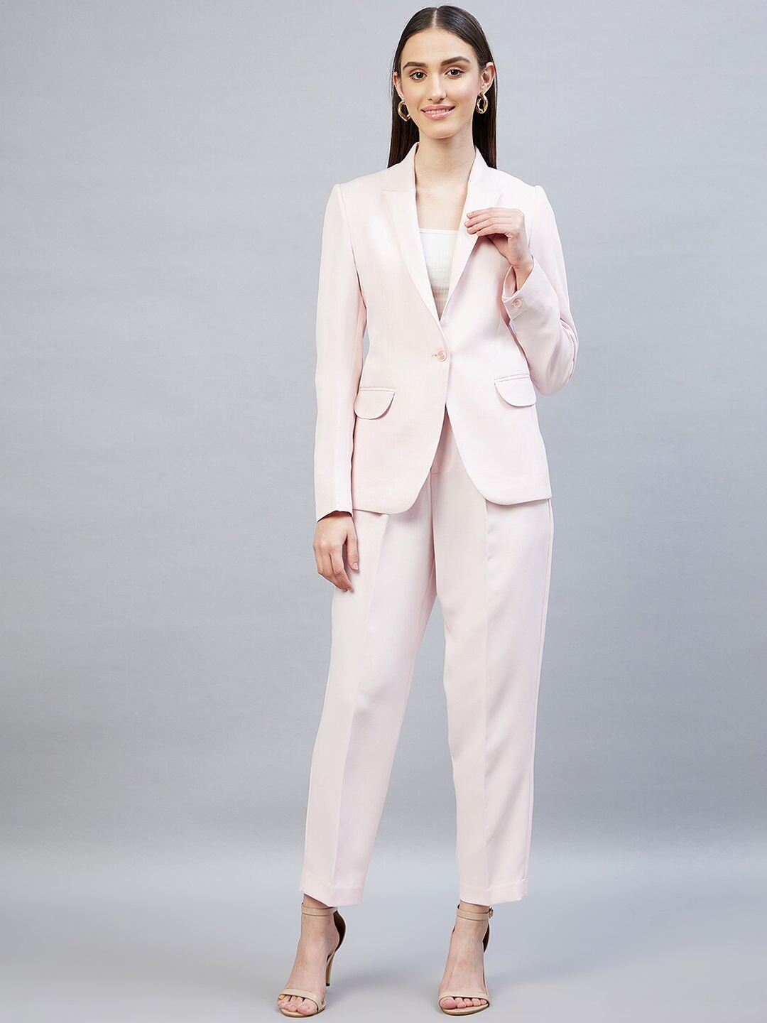 

DELAN Women Pink Blazer With Trousers