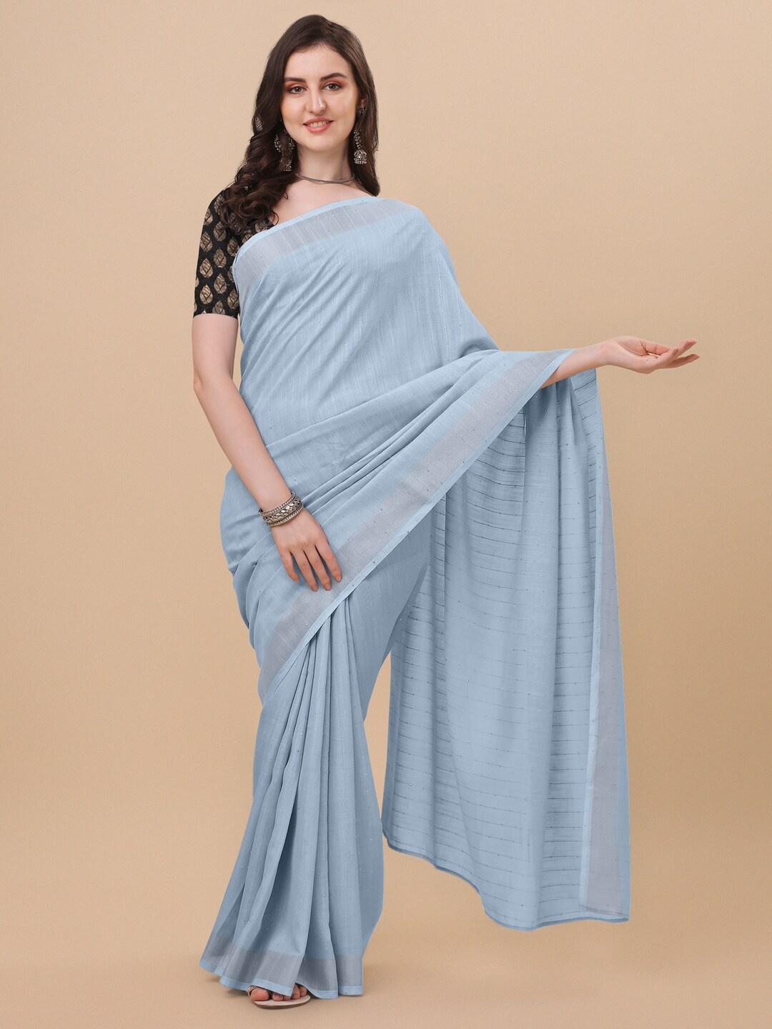 

KALINI Grey Embellished Saree