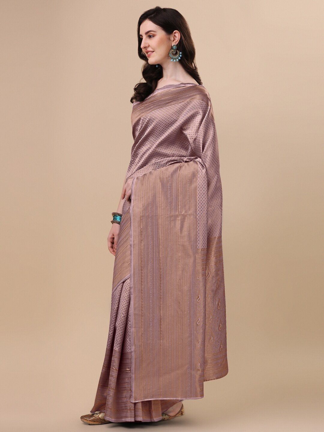 

KALINI Pink Woven Design Zari Silk Blend Banarasi Saree