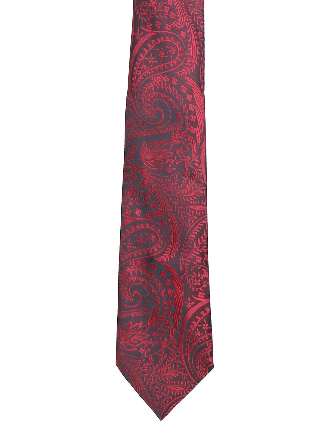 

Calvadoss Men Red & Black Woven Design Broad Tie