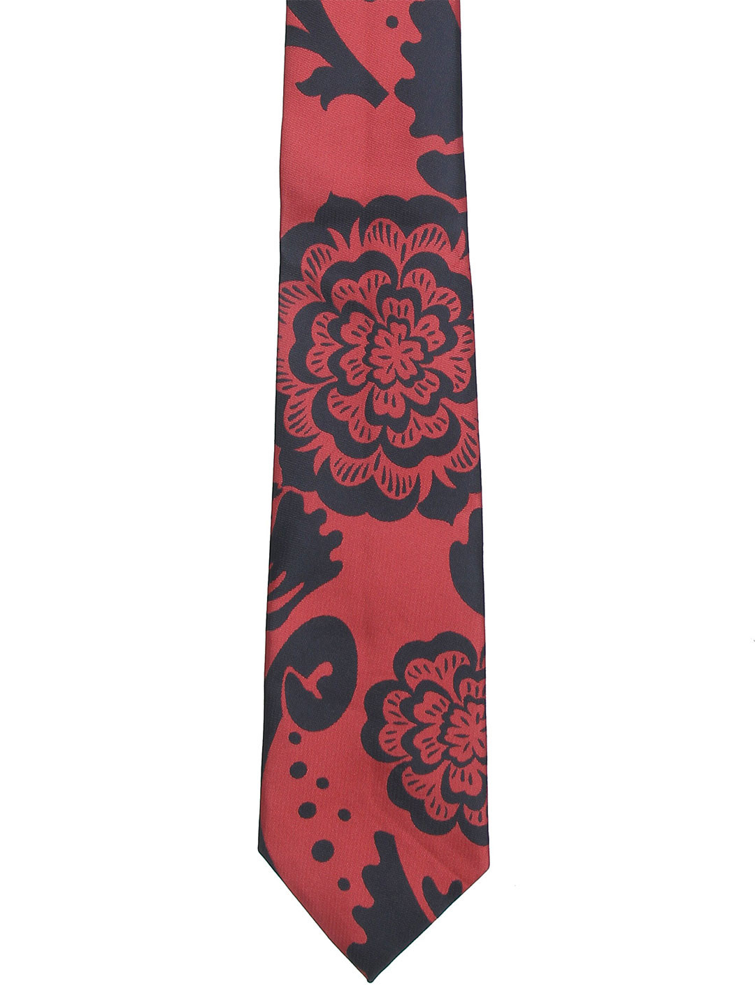 

Calvadoss Men Red & Black Woven Design Broad Tie