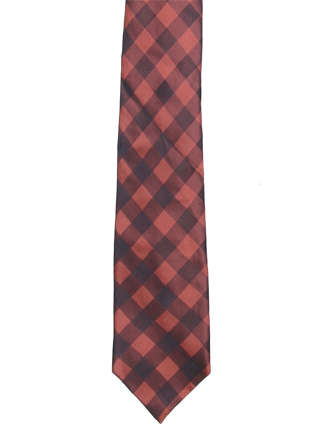 

Calvadoss Men Rust & Black Checked Broad Tie