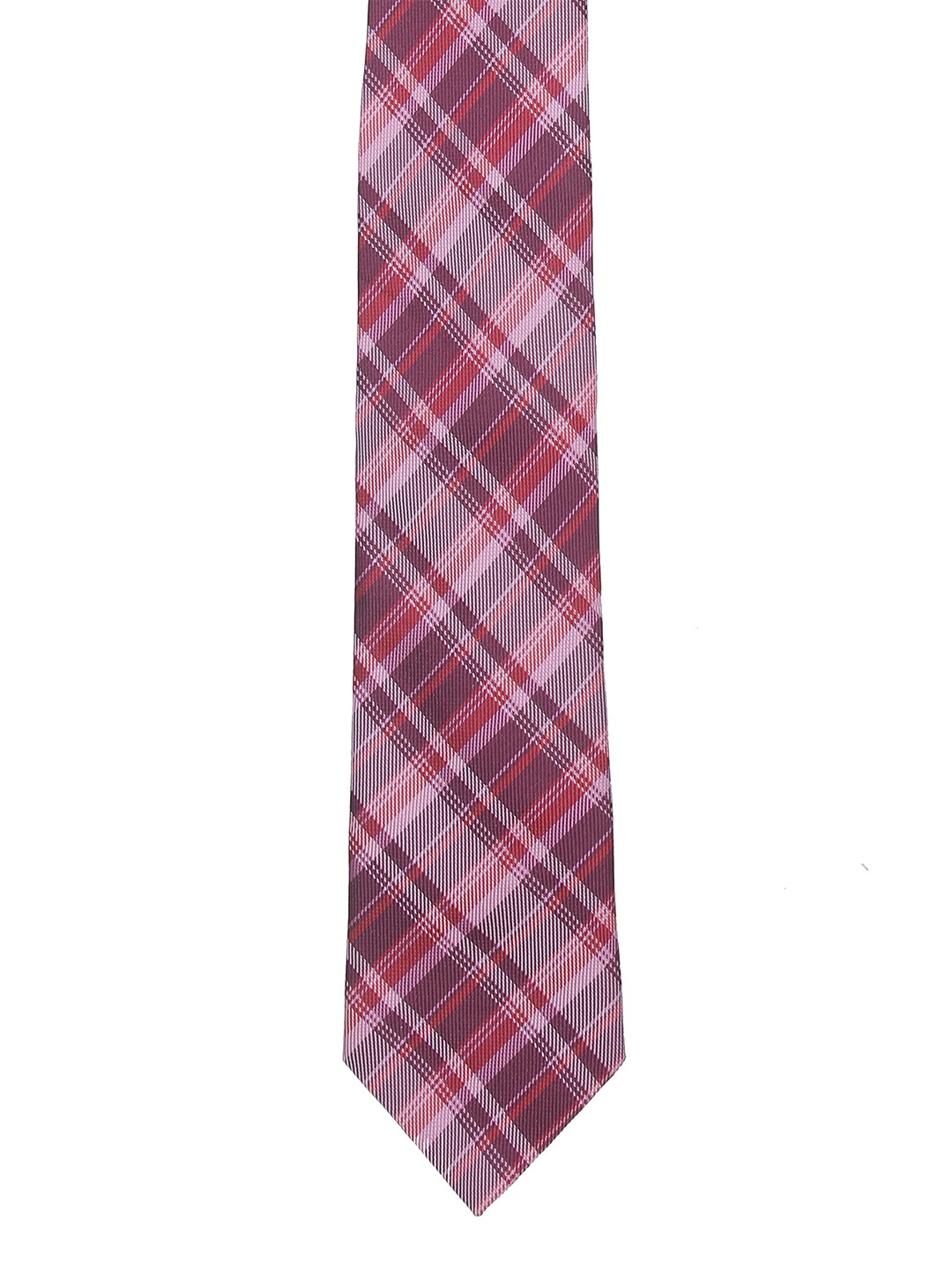 

Calvadoss Men Red & Purple Checked Broad Tie