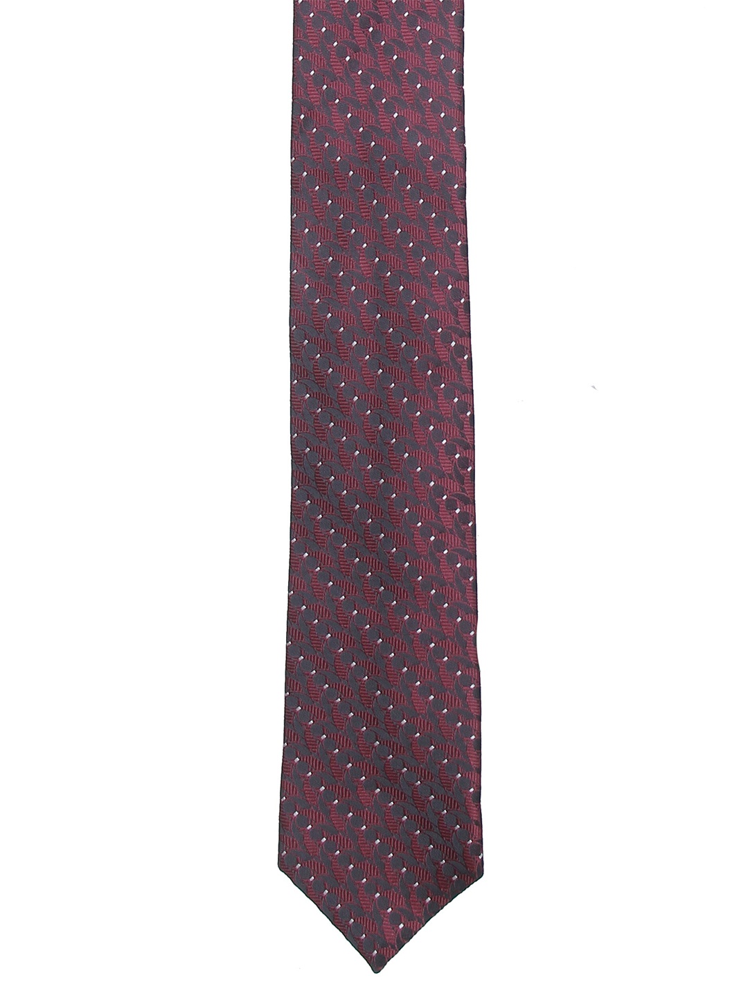 

Calvadoss Men Red & Black Woven Design Broad Tie