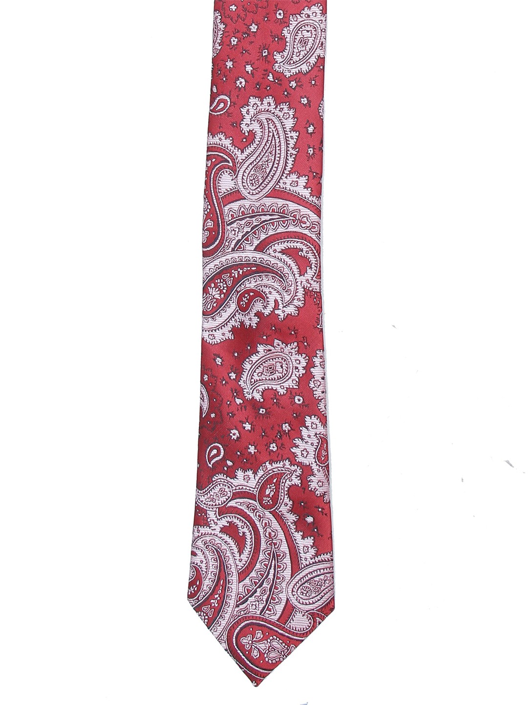 

Calvadoss Men Red & White Woven Design Broad Tie