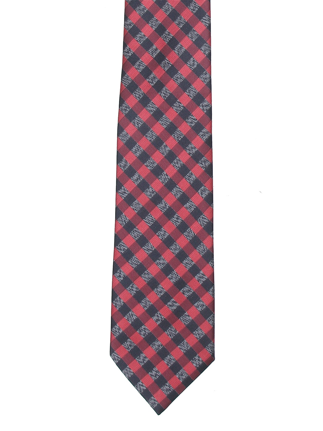 

Calvadoss Men Red & Grey Checked Broad Tie