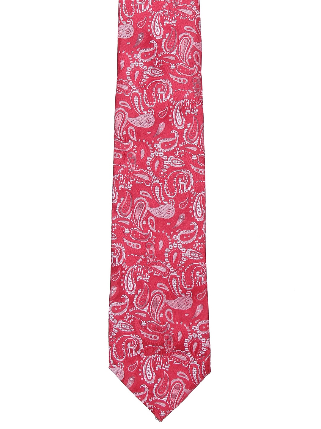 

Calvadoss Men Red & White Woven Design Broad Tie