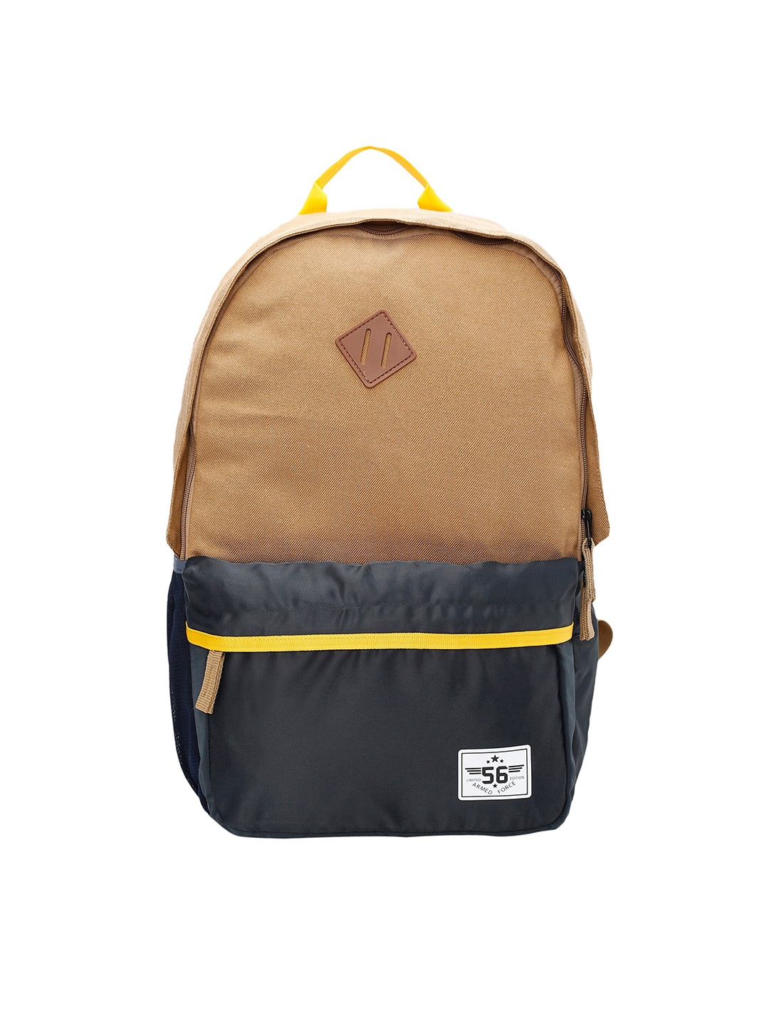 

max Men Beige & Navy Blue Colourblocked Backpack