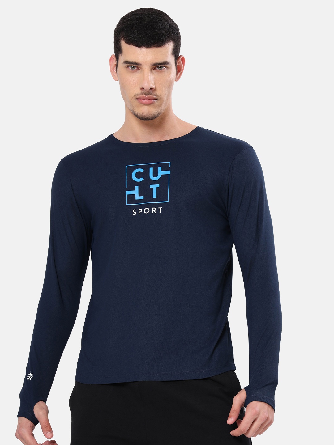 

Cultsport Men Navy Blue Typography Printed Moisture Wicking T-shirt