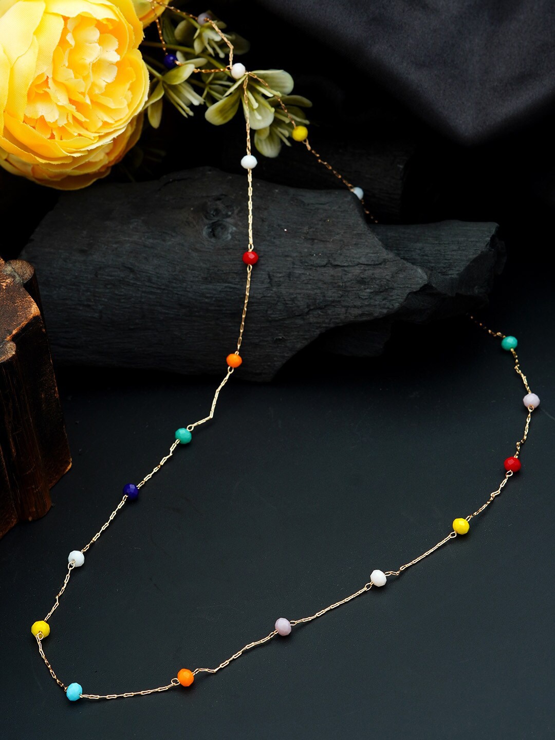 

Ferosh Gold-Tone Blue & Yellow Beaded Waist Chain