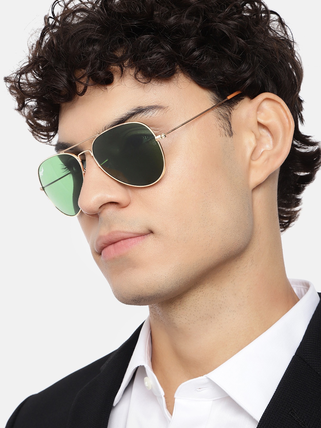 

RESIST EYEWEAR Adults Green Lens & Gold-Toned Aviator Sunglass with UV Protected Lens