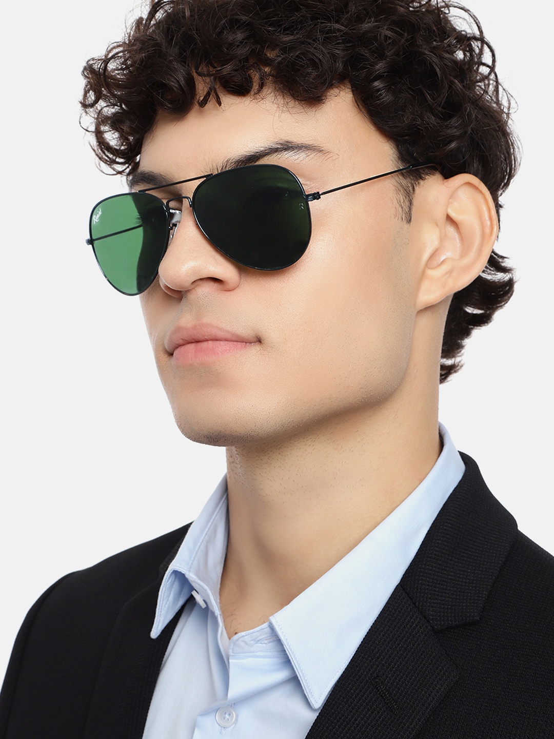 

RESIST EYEWEAR Adults Green Lens & Black Aviator Sunglass with UV Protected Lens