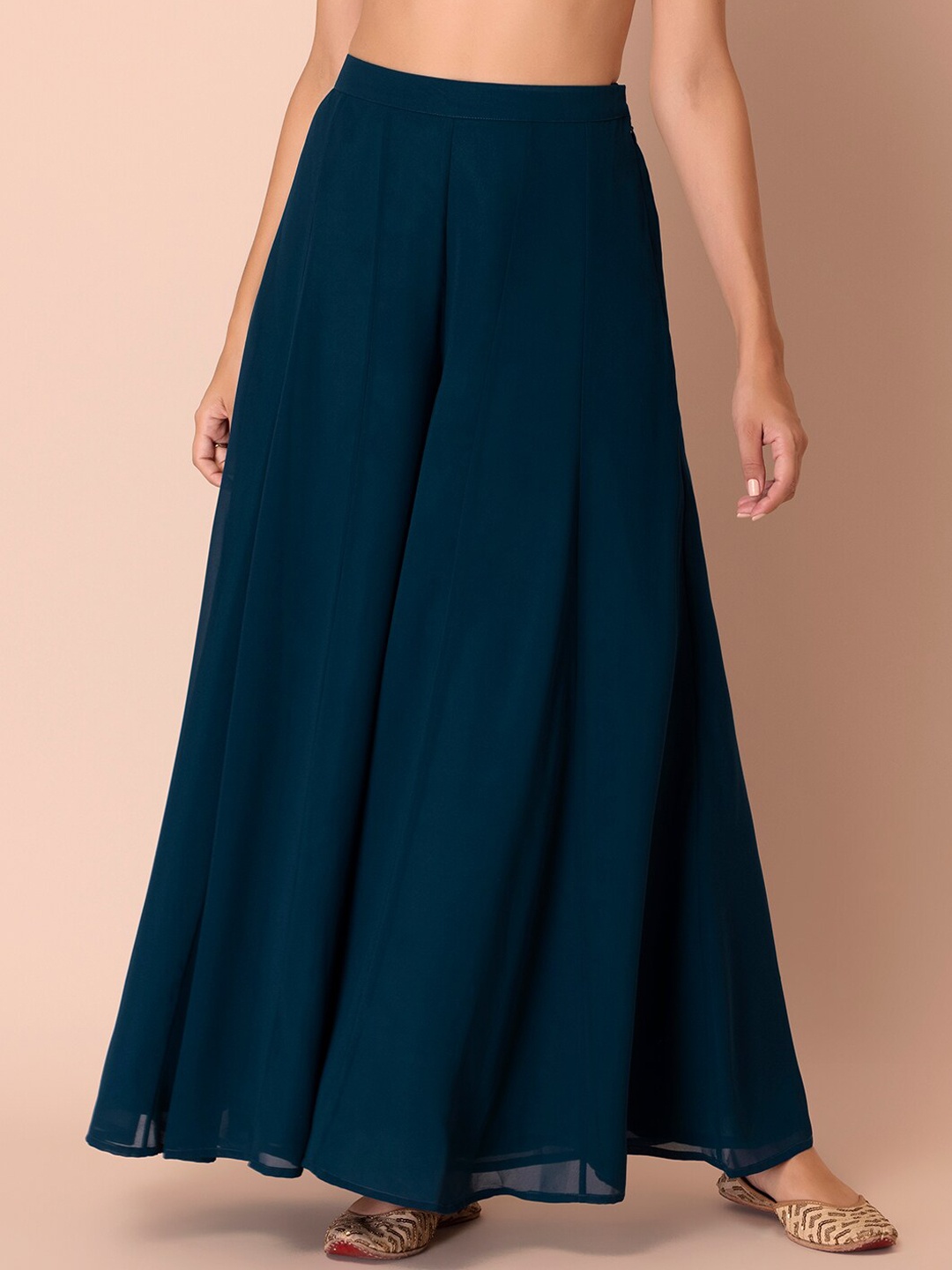 

INDYA Women Blue Georgette Flared Palazzo