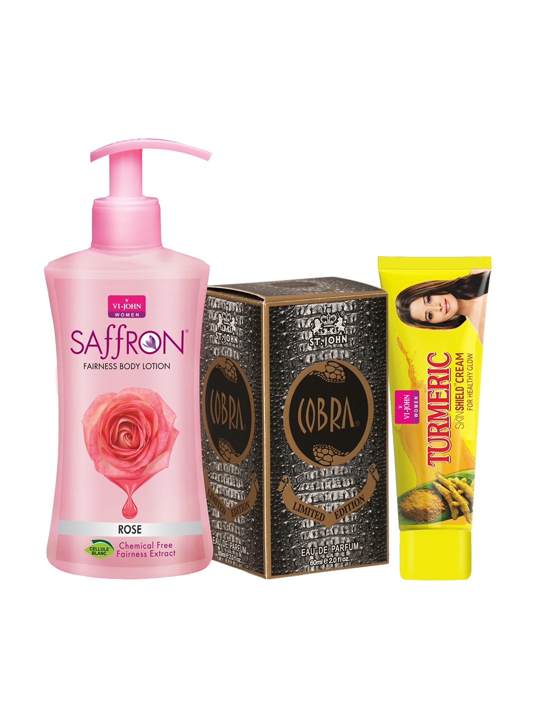 

VI-JOHN Turmeric Cream 50gm Body Lotion Rose & Perfume 60ml, Pink