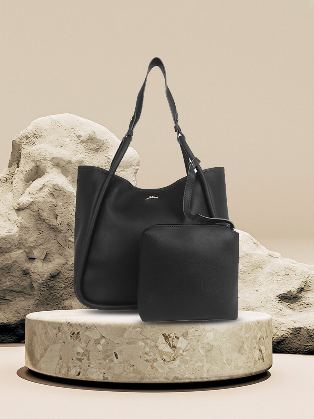 

yelloe Shoulder Bag with Pouch Handbag, Black