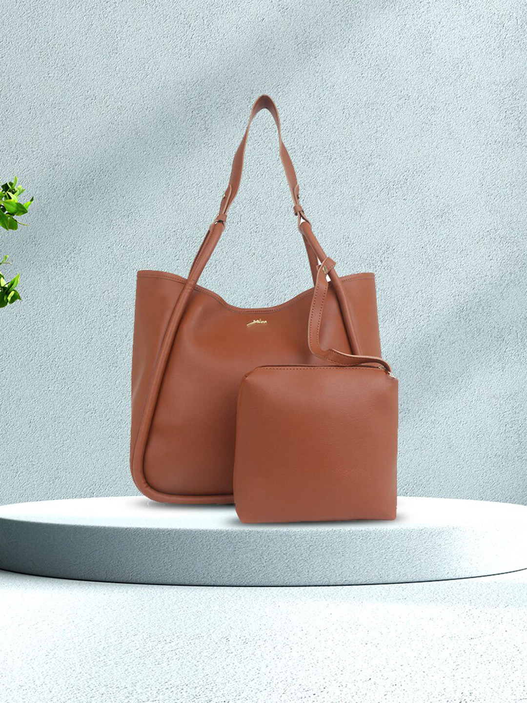 

yelloe Women Tan Bucket Shoulder Bag with Pouch