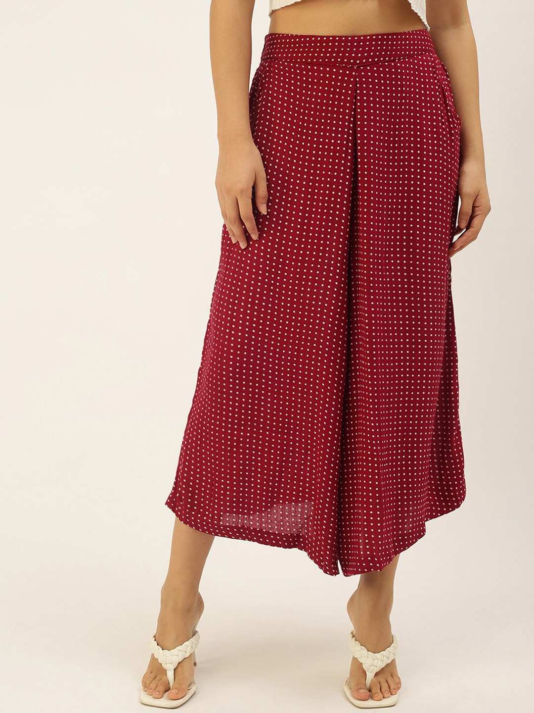 

De Moza Women Maroon Printed Culottes Trousers
